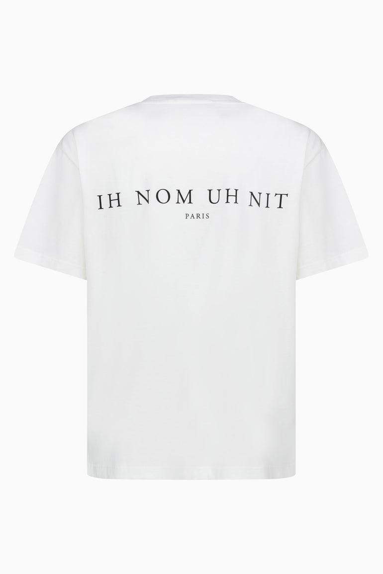 Back view of black IH NOM UH NIT T-shirt with logo print