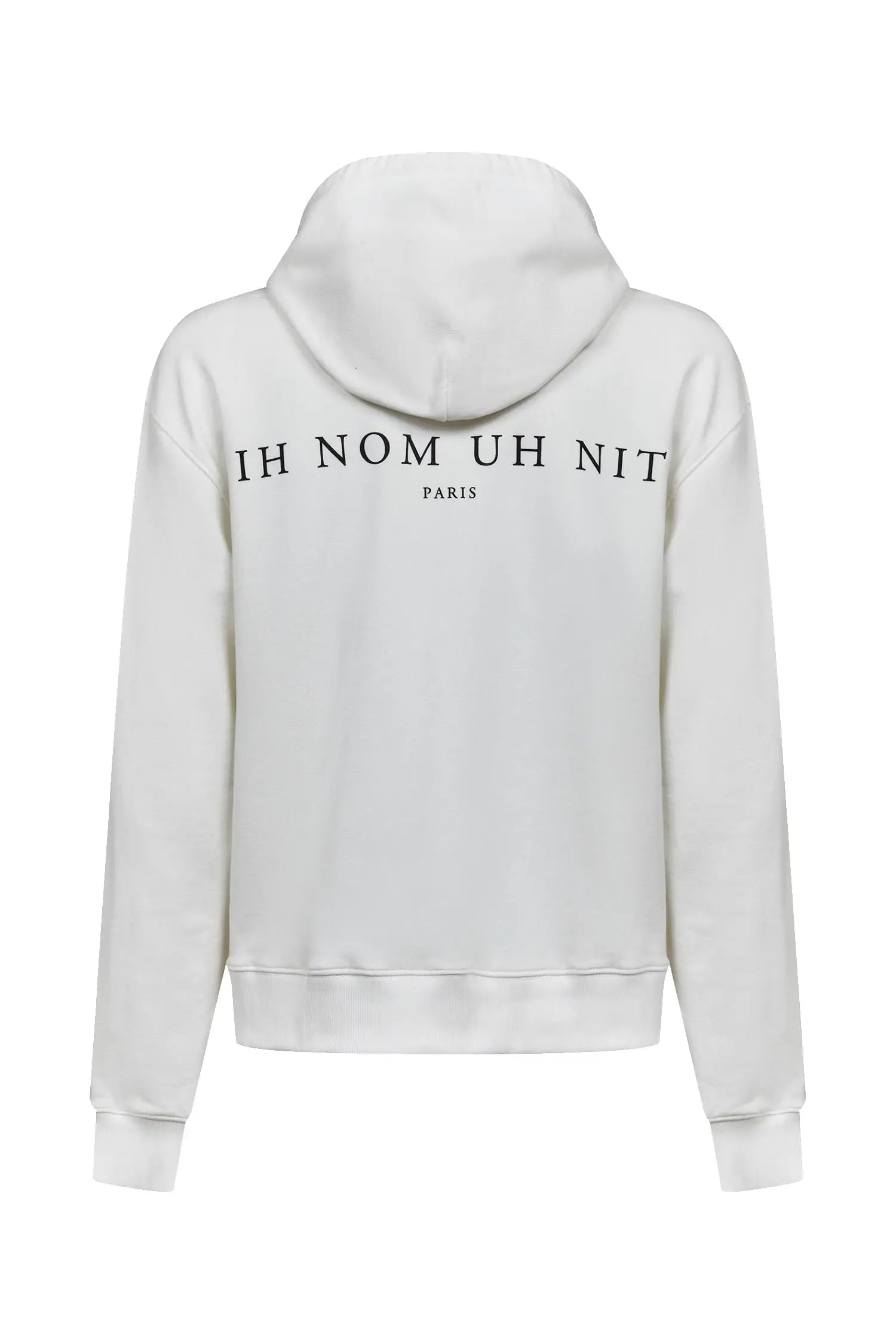 Hoodie with Newspaper style Mask Print Ih Nom Uh Nit.