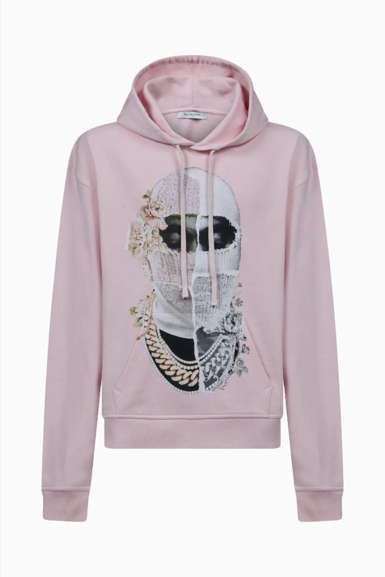 Hoodie with Newspaper style Mask Print Ih Nom Uh Nit.