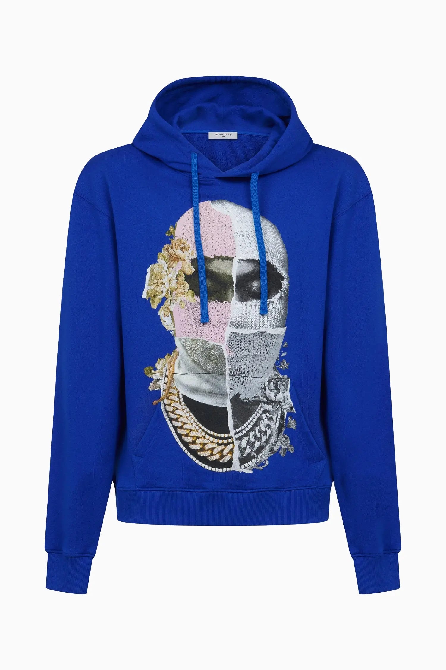 Hoodie with Newspaper style Mask Print Ih Nom Uh Nit.