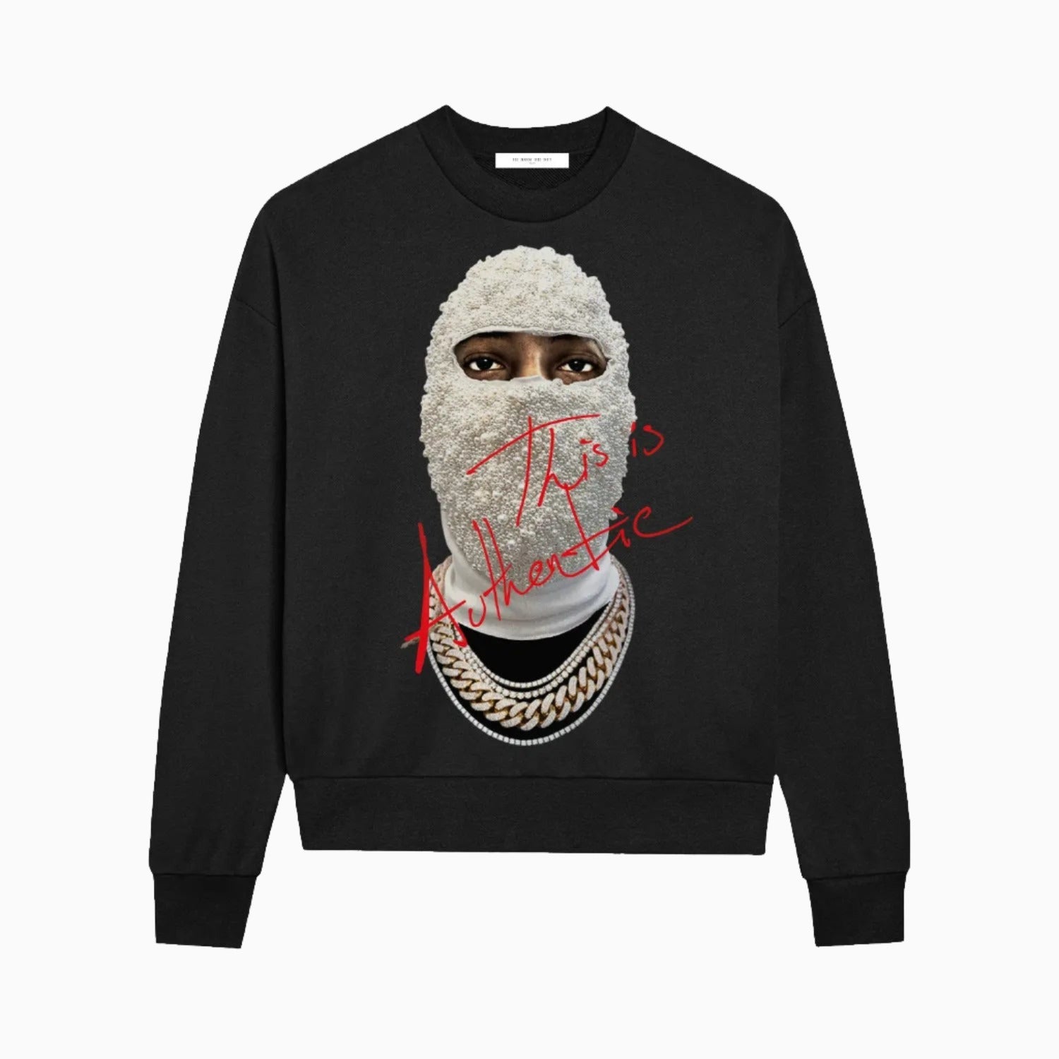 "This is authentic" CREWNECK with mask Ih Nom Uh Nit.