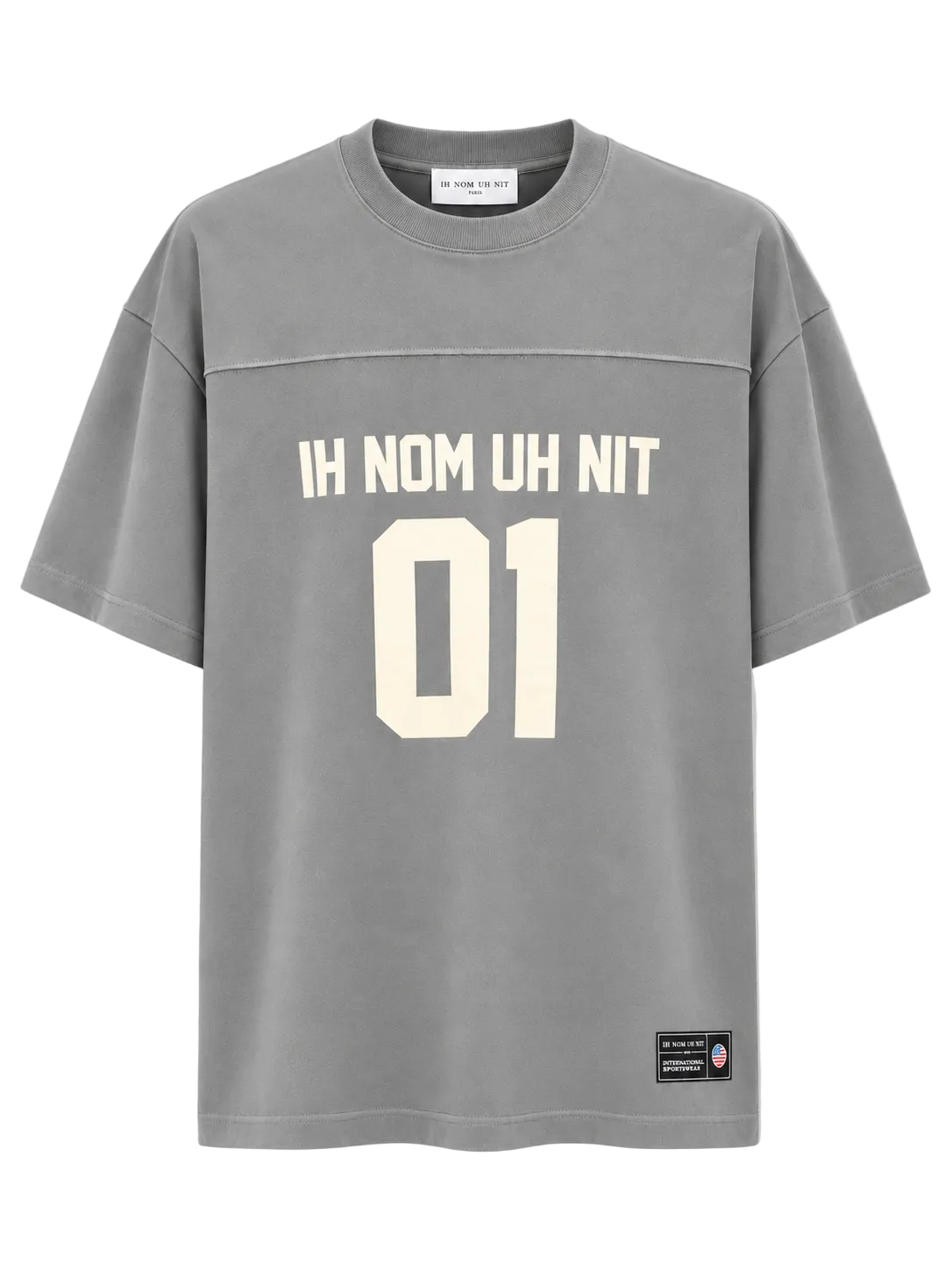 IH NOM UH NIT CLOUD oversized cotton T-shirt with cream 01 graphics on front and back